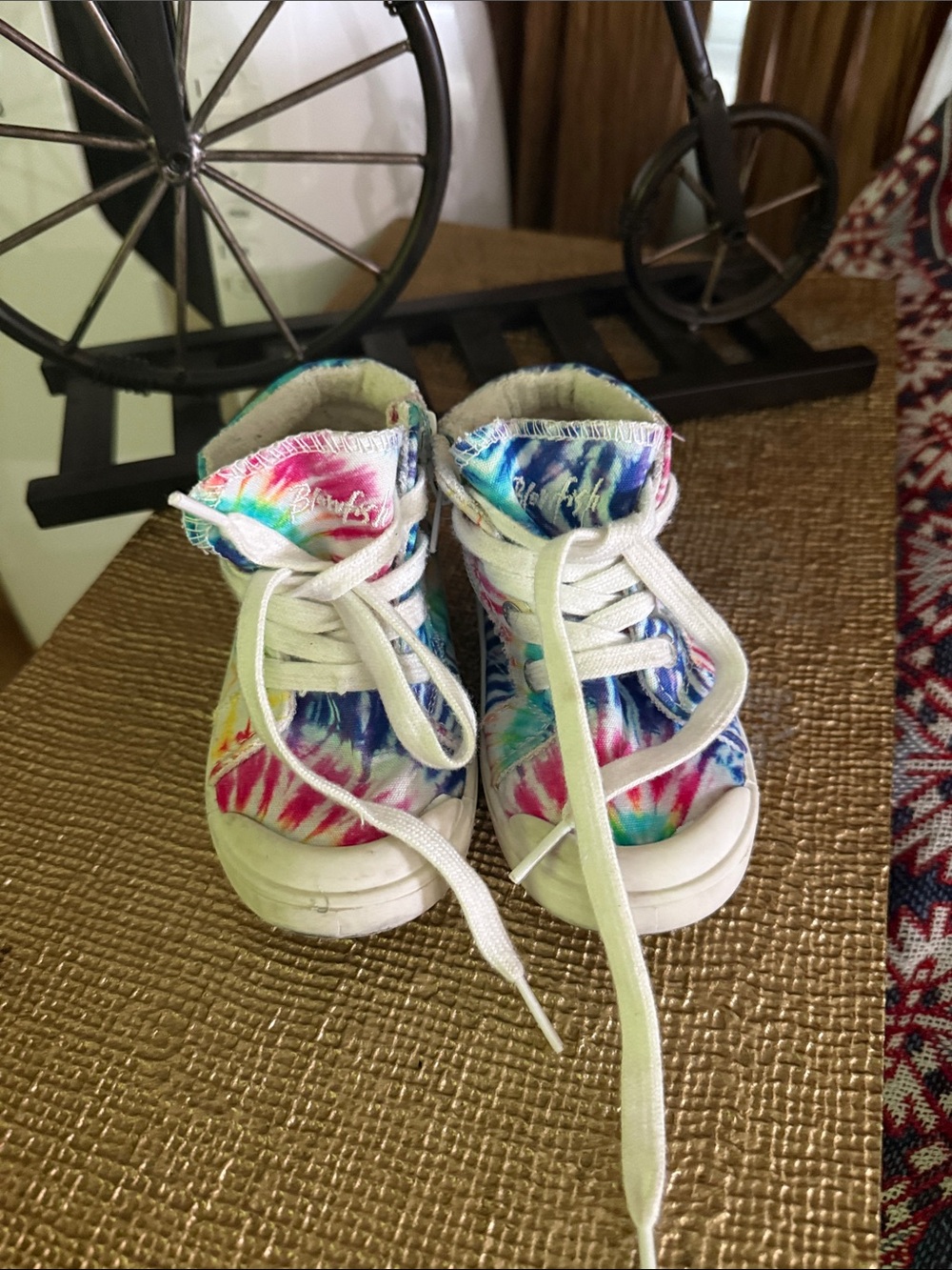 Kids Multicolor Tie-Dye High-Top Sneakers with White Laces